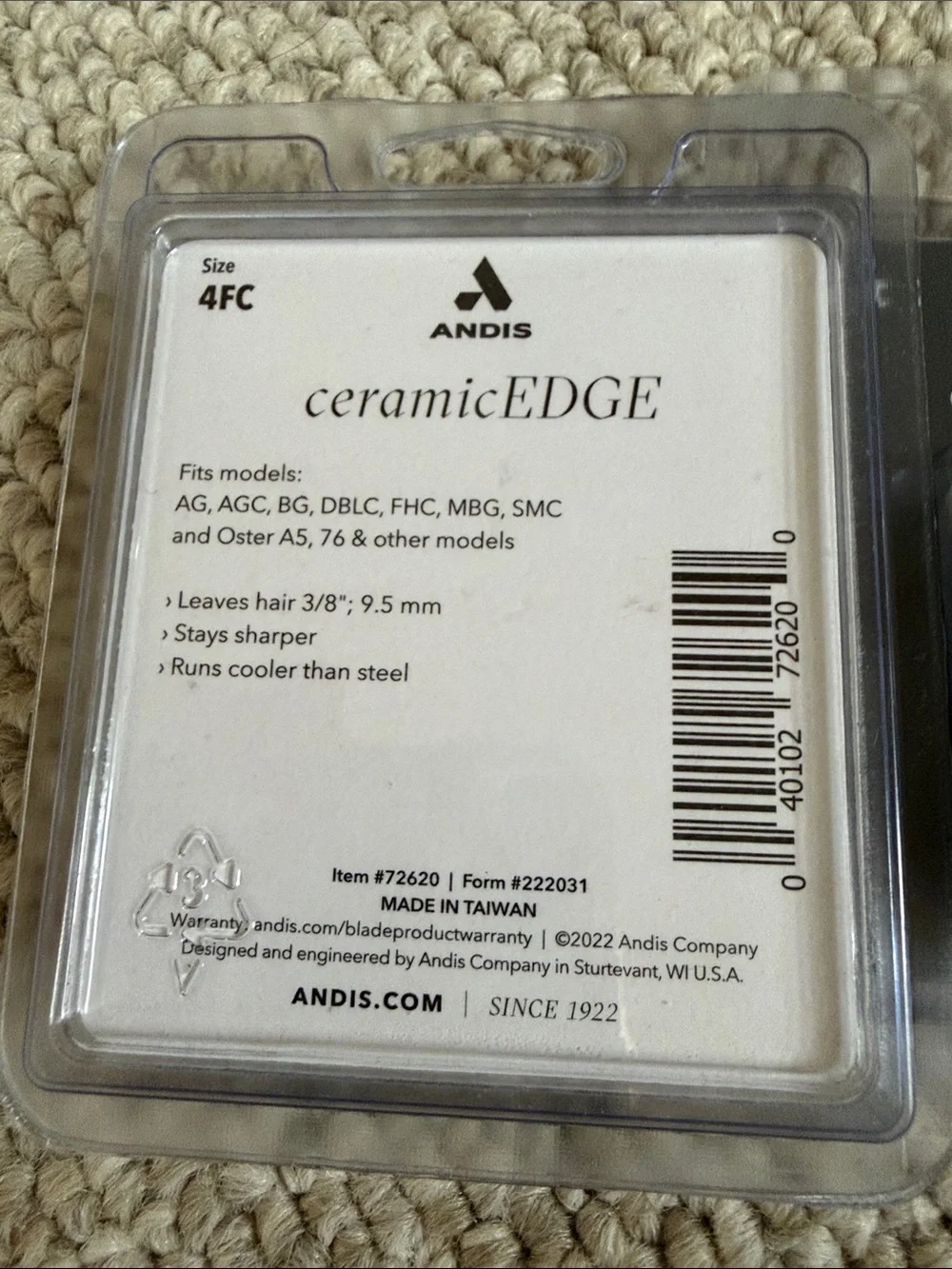Andis ceramicEDGE 4FC Replacement Blades - Silver and Black